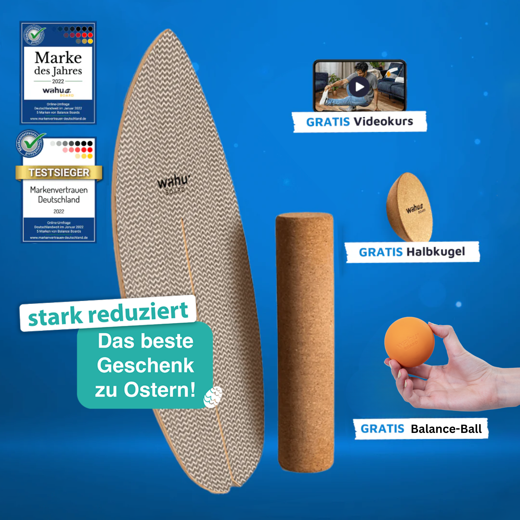 wahu Komplett-Set inkl. Halbkugel, Rolle, Ball, Tasche & Videokurs